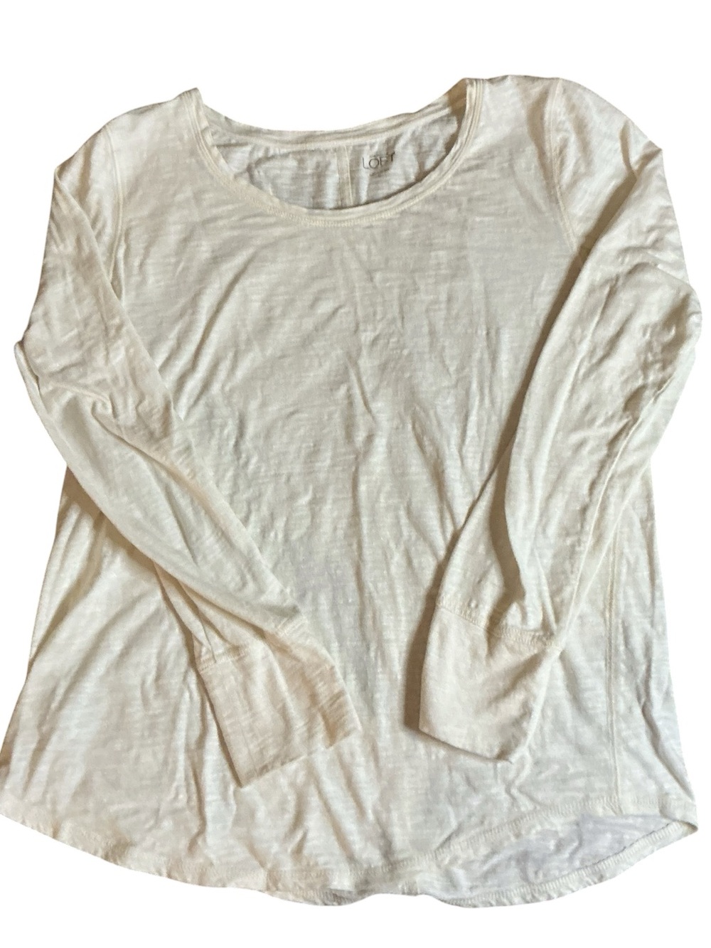 LOFT Lightweight Long Sleeve Scoop Neck Top - Cream